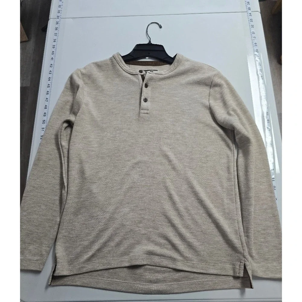 Banana Republic Henley Knit Sweater Beige Men's-Size Medium